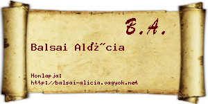 Balsai Alícia névjegykártya